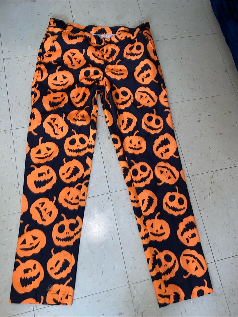 Spirit Halloween Pumpkin Costume Mens Med Pants Black Orange Jack-O'-Lantern